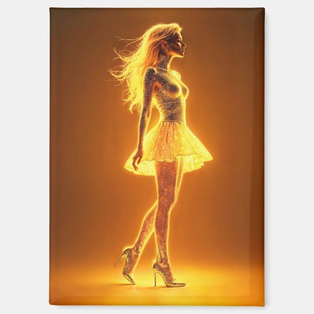 Aimant Modèle d'imaginaire radiant lumineux doré (Recto)