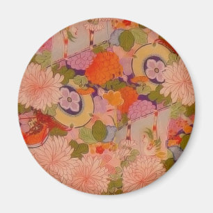 Aimant Modèle floral rose kimono
