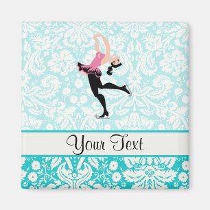 Aimant Modèle turquoise Damask Patinage sur glace