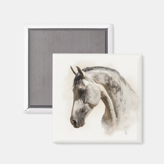 Aimant Modern Equestrian Elegant Lusitano Horse (Recto/Verso)