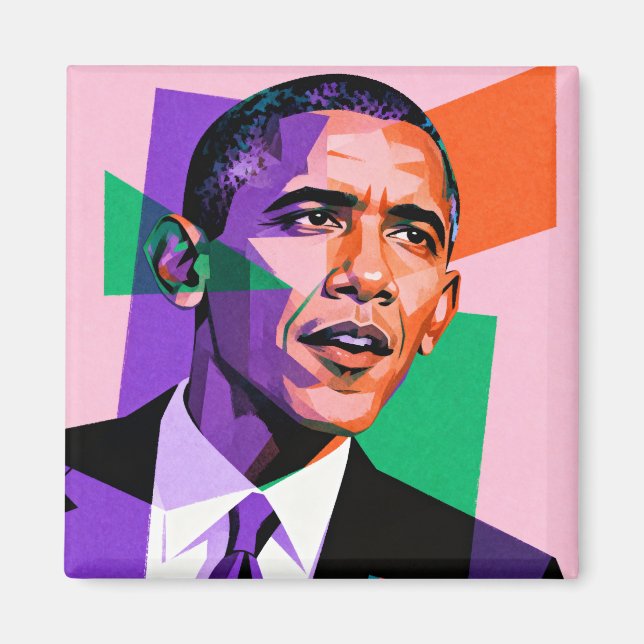 Aimant Modern Geometric Portrait of Barack Obama (Devant)