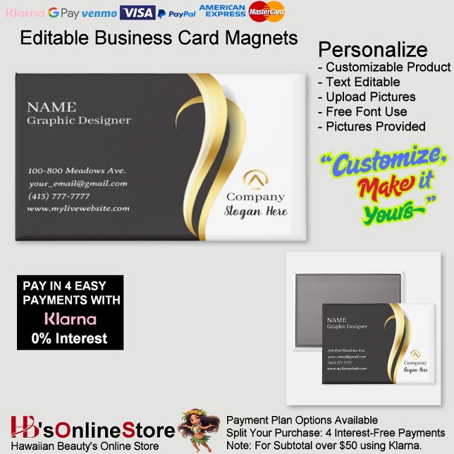 Aimant Modern Minimalist Gold Black White Business (Modern Minimalist Gold Black White Business Magnet.)