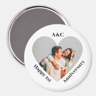 Aimant Moderne 1er anniversaire Couple Keepsaké Coeur