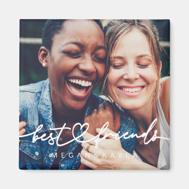 Aimant Moderne Chic Coeur Best Friends Besties BFF Photo (Devant)