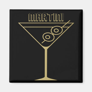 Aimant Moderne de milieu de siècle Or 2 Martini aux olive