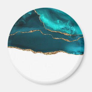 Aimant Moderne Design Turquoise Agate & Gold Ribbon sur B