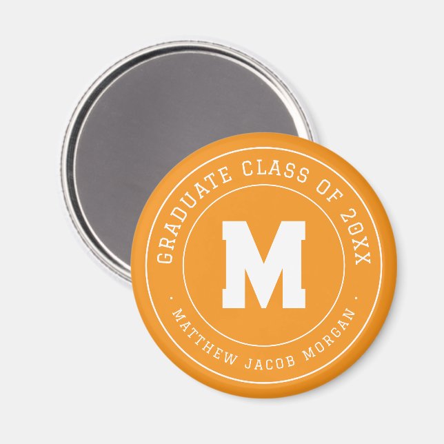 Aimant Moderne Monogramme Diplômé Promotion 20XX Sur Mesu (Recto/Verso)