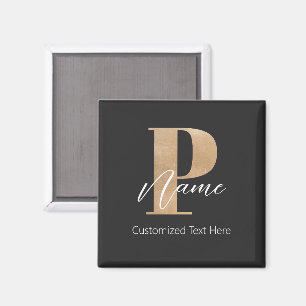 Aimant Moderne Monogramme Initial P & Nom Personnel