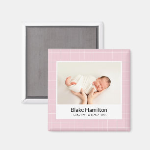 Aimant Moderne rose unique Faire-part de naissance bébé