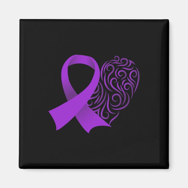 Aimant Mois de sensibilisation à l'épilepsie Purple Ribbo (Devant)