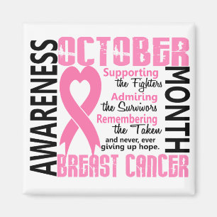 Aimant Mois de sensibilisation au cancer du sein Coeur 1,