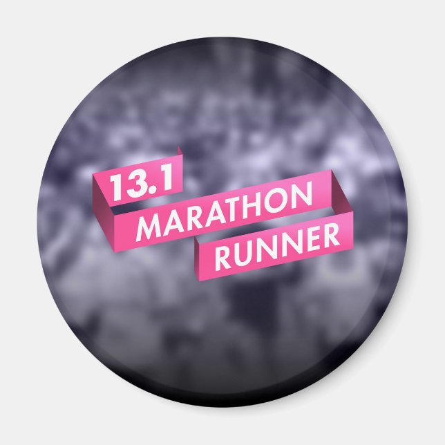 Aimant Moitié Marathon Coureur rose Ruban Sensibilisation (Devant)