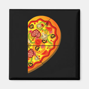 Aimant Moitié Pizza Coeurs mignons Forme Correspondant Co
