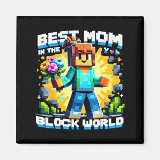 Aimant Mom in the block world pixel gaming mother day