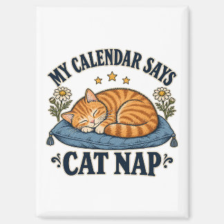 Aimant Mon calendrier dit que le chat roux sommeille
