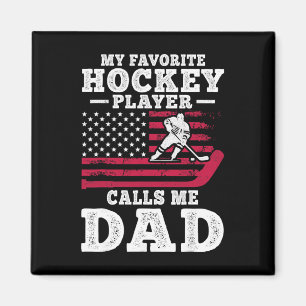 Aimant Mon Joueur De Hockey Favori M'appelle Papa Drapeau