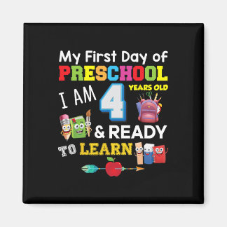Aimant Mon premier jour d'école maternelle j'ai 4 ans et