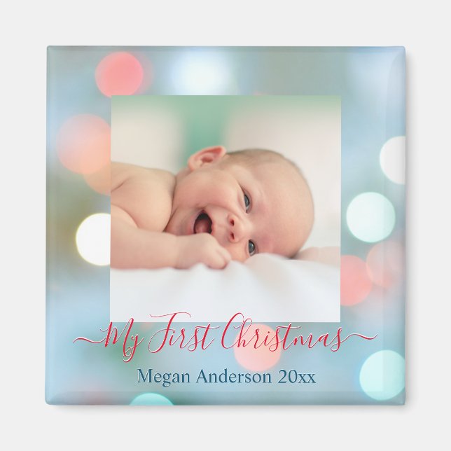 Aimant Mon premier Noël do-it-yourself Nom Date Photo Rou (Devant)