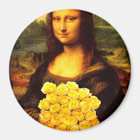 Mona Lisa Avec Bouquet De Roses Jaunes