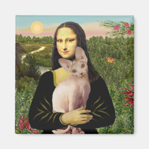 Aimant Mona Lisa - Chat Sphynx crème