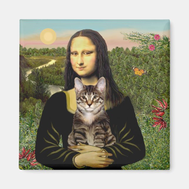 Aimant Mona Lisa - Tabby Tiger chat Brown (Devant)