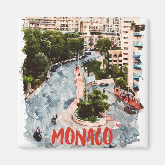 Aimant Monaco Retro Race Track French Riviera Travel (Devant)