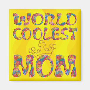 Aimant Monde Coolest Maman   ondes jaunes