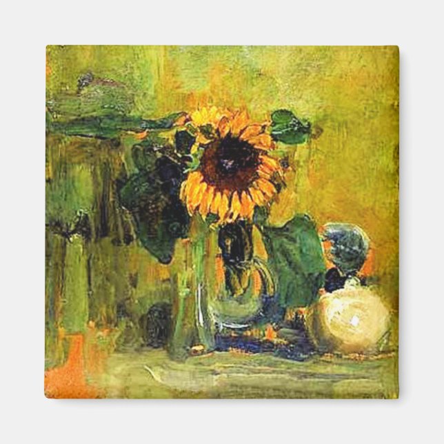 Aimant Mondrian - Vie morte avec tournesol, (Devant)