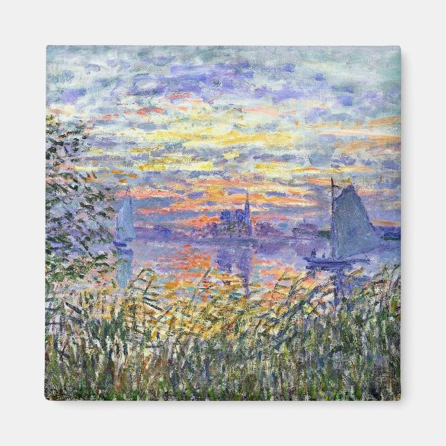Aimant Monet - Coucher de soleil sur la Seine, peinture d (Devant)