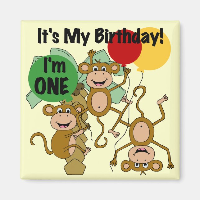 Aimant Monkey Shine 1er Anniversaire Tshirts et cadeaux (Devant)