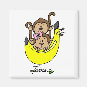 Aimant Monkey Twin Boy and Girl Tshirts and Gifts