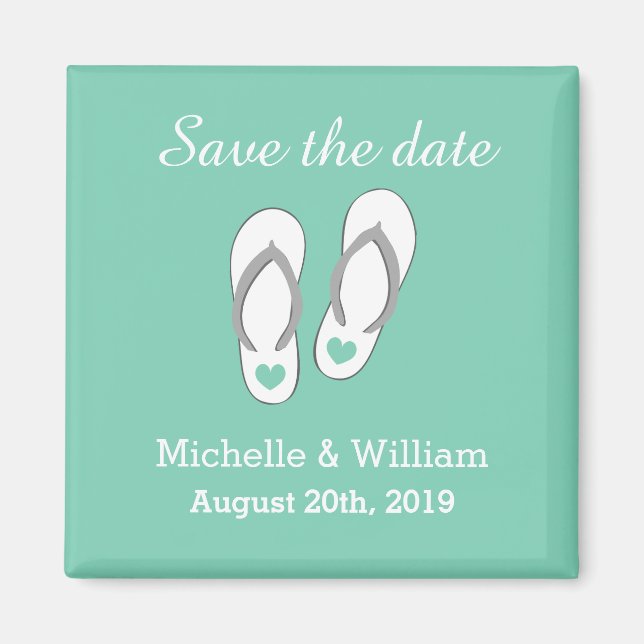 Aimant Monnaie Enregistrer la date plage slipper mariage  (Devant)