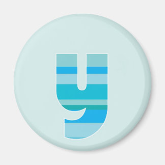 Aimant Monogramme à rayures bleues - Lettre Y