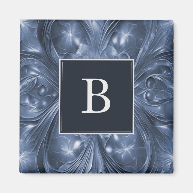 Aimant Monogramme Abstrait Bleu (Devant)
