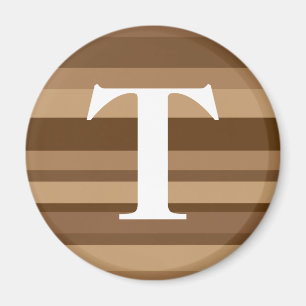 Aimant Monogramme avec un arrière - plan rayé coloré -