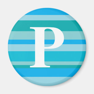 Aimant Monogramme avec un arrière - plan rayé coloré -