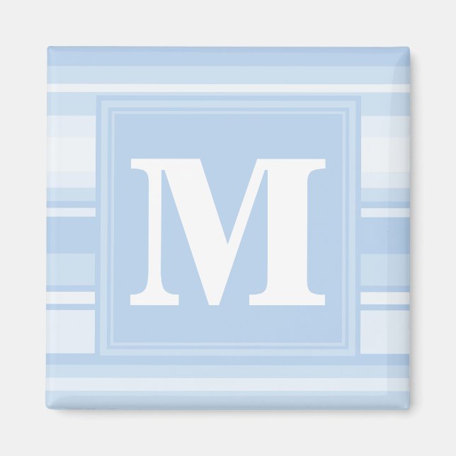 Aimant Monogramme Bleu rayures (Devant)