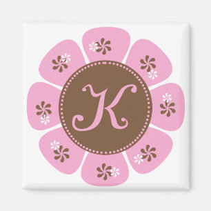 Aimant Monogramme Brown et rose K