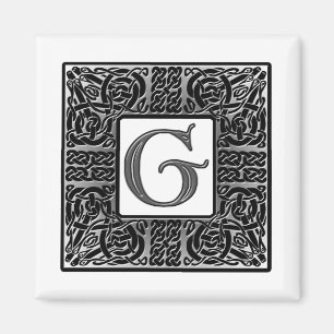 Aimant Monogramme Celtique "G" argenté