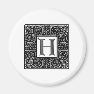 Aimant Monogramme Celtique "H" argenté