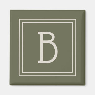 Aimant Monogramme côtier en mousse verte et initiale blan
