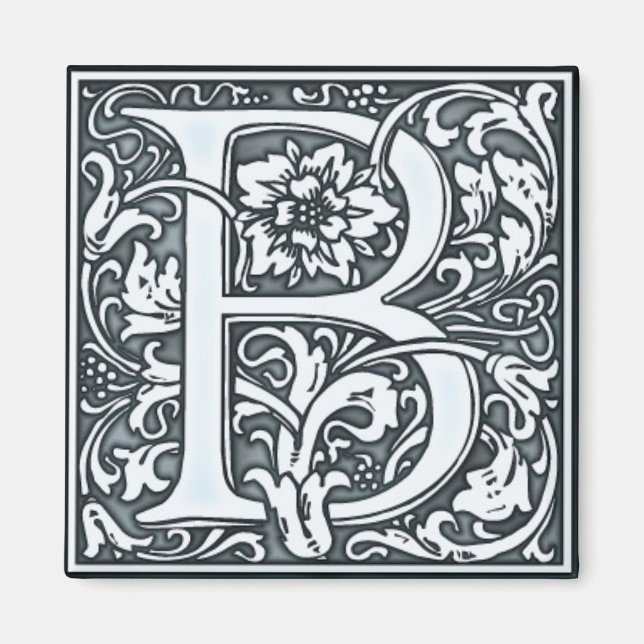 Aimant monogramme d'argent florissant - B (Devant)