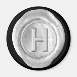 Aimant Monogramme de cire - Argent - Style gras -