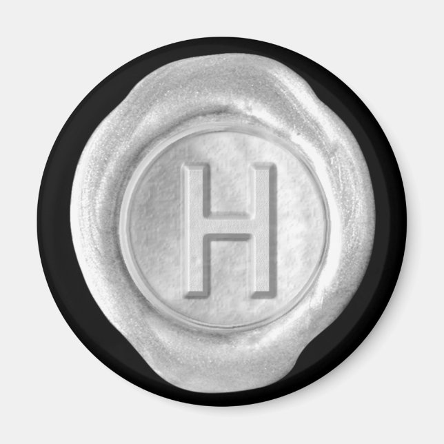 Aimant Monogramme de cire - Argent - Style gras - (Devant)
