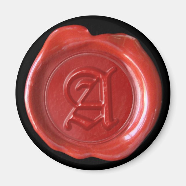 Aimant Monogramme de cire - Rouge - Vieux anglais  (Devant)
