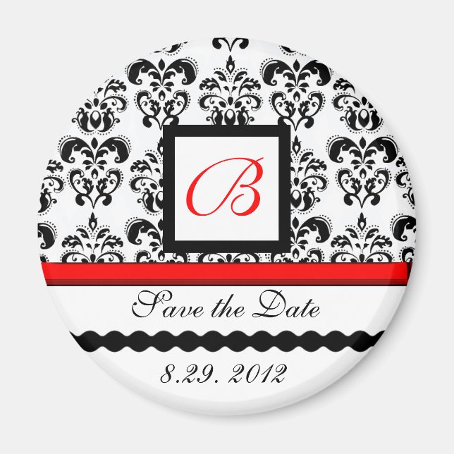 Aimant MONOGRAMME DE DOMMASQUES BLANCS ROUGES, Enregistre (Devant)