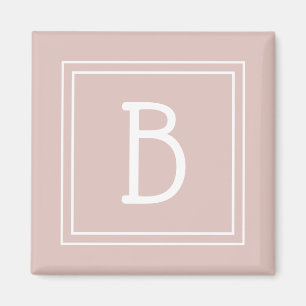 Aimant Monogramme de ferme moderne rose et blanc initial
