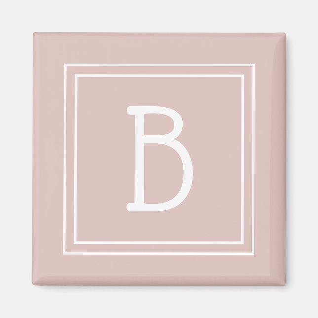 Aimant Monogramme de ferme moderne rose et blanc initial (Devant)