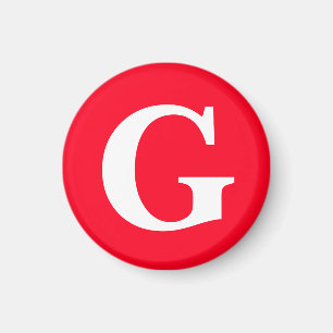 Aimant Monogramme de lettre initiale rouge blanc simple