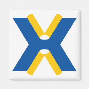 Aimant Monogramme de lettre X bleu et jaune